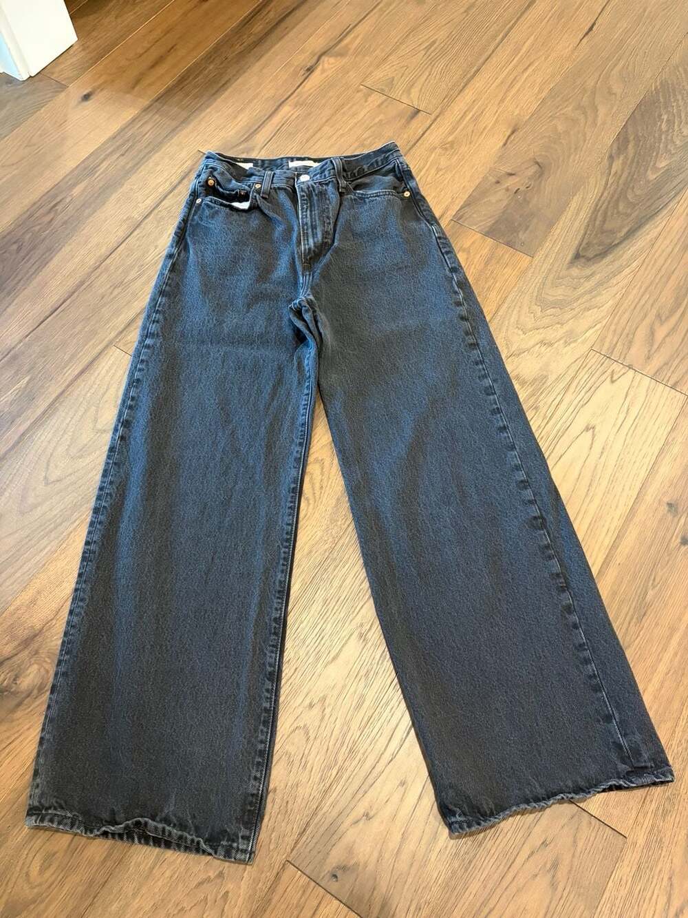 Levi's Premium Ribcage Wide Leg Black Denim Jeans Size 29
